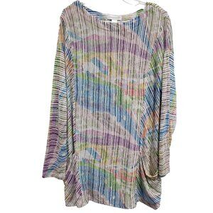 Christopher & Banks Womens Wearable Art Tunic Top Large‎ Abstract Long Sleeve